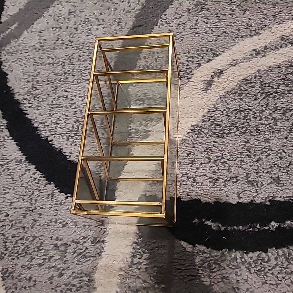 Hipiwe Vintage Gold Metal Desk Organizer - Glass Make up Brushes lipstick Hol... - Picture 5 of 12
